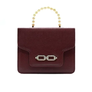 Luxeira Lustre Pearl Tote – Elegant Maroon Handbag with Pearl Handle